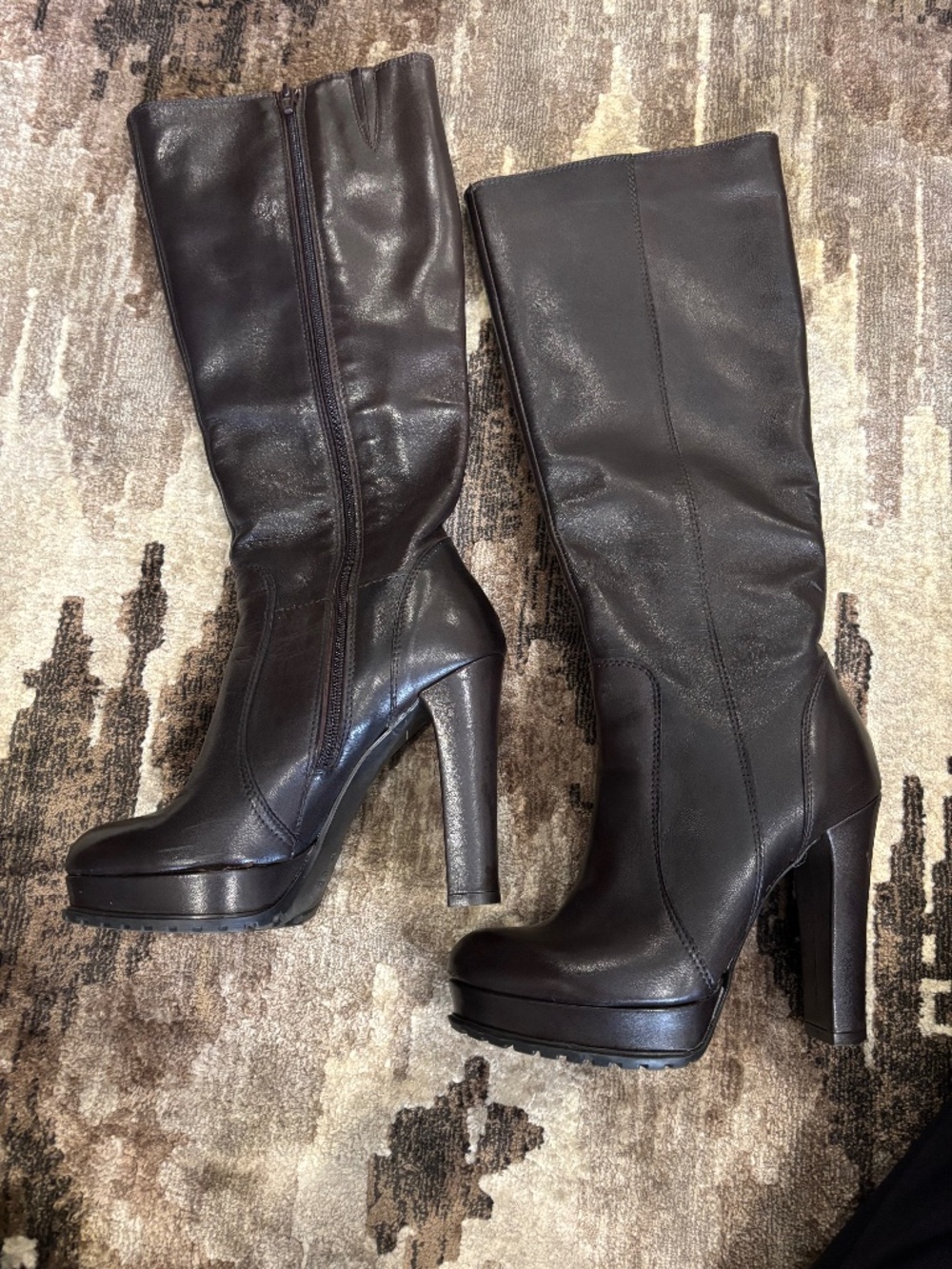 Brown leather boots